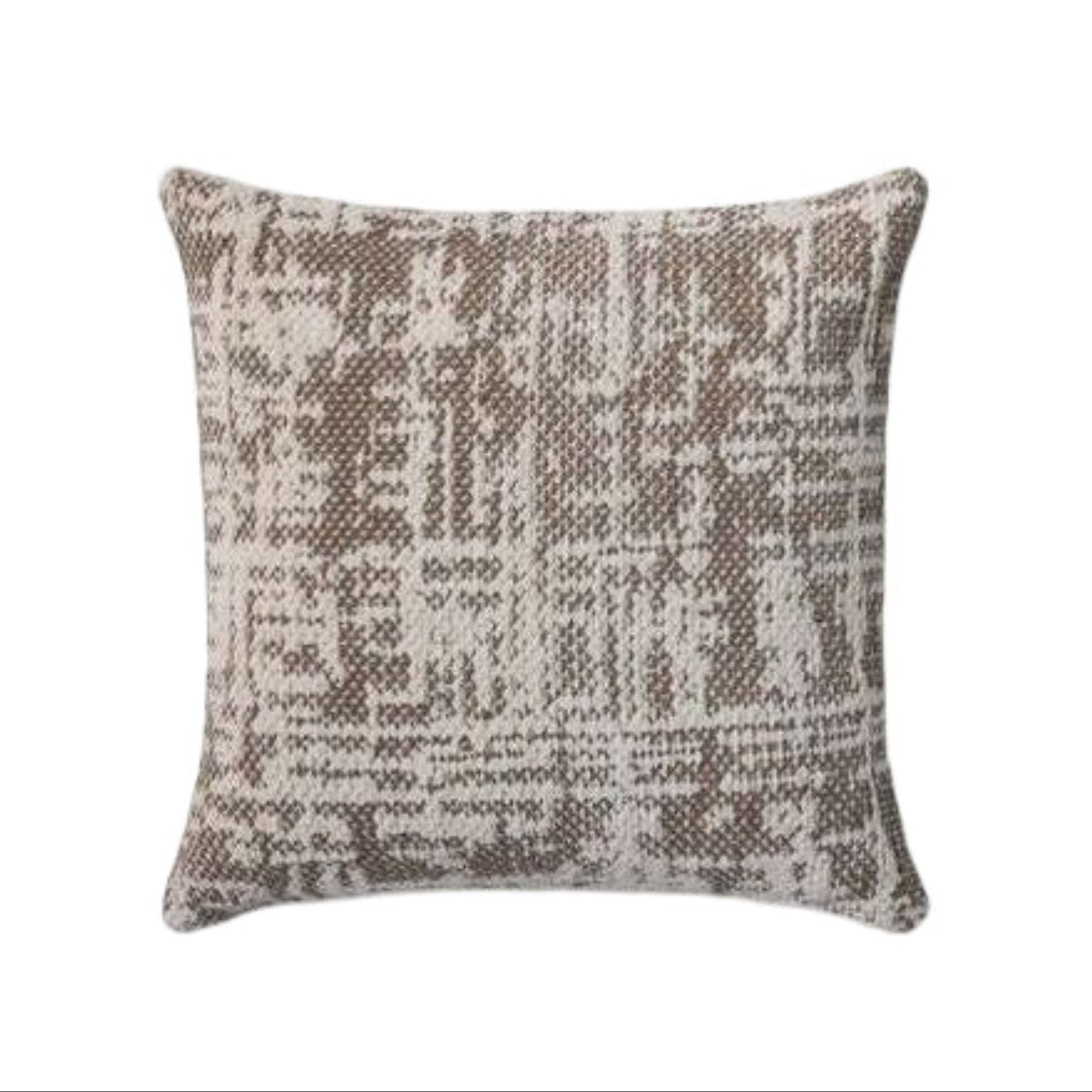 22" Dark Taupe/Ivory Textured Down Pillow