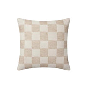 22" Beige Checkered Down Pillow
