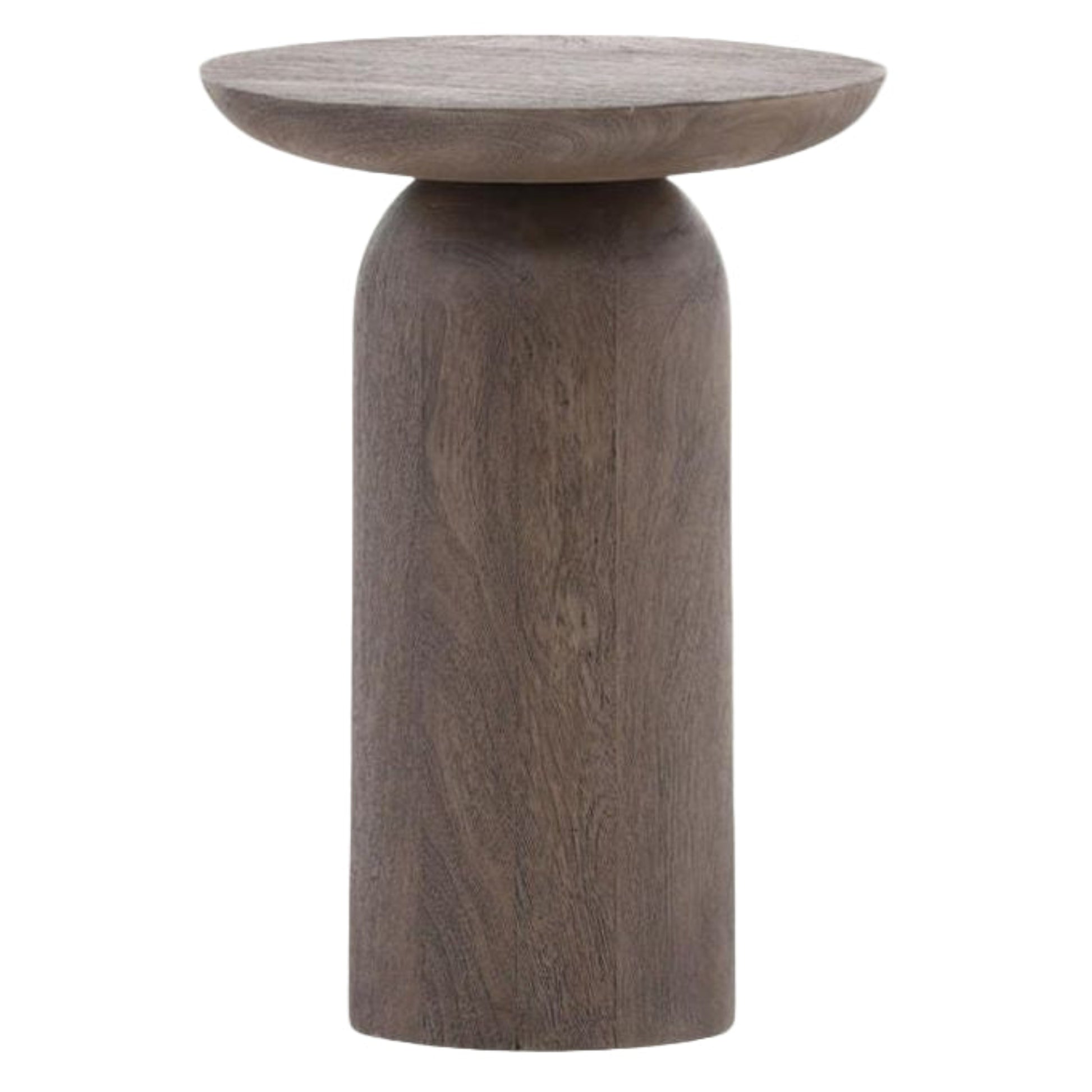 Round Grey Acacia Wood Side Table