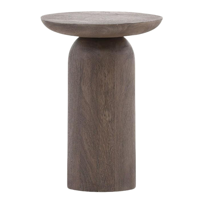 Round Grey Acacia Wood Side Table