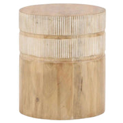 Round Mango Wood Side Table