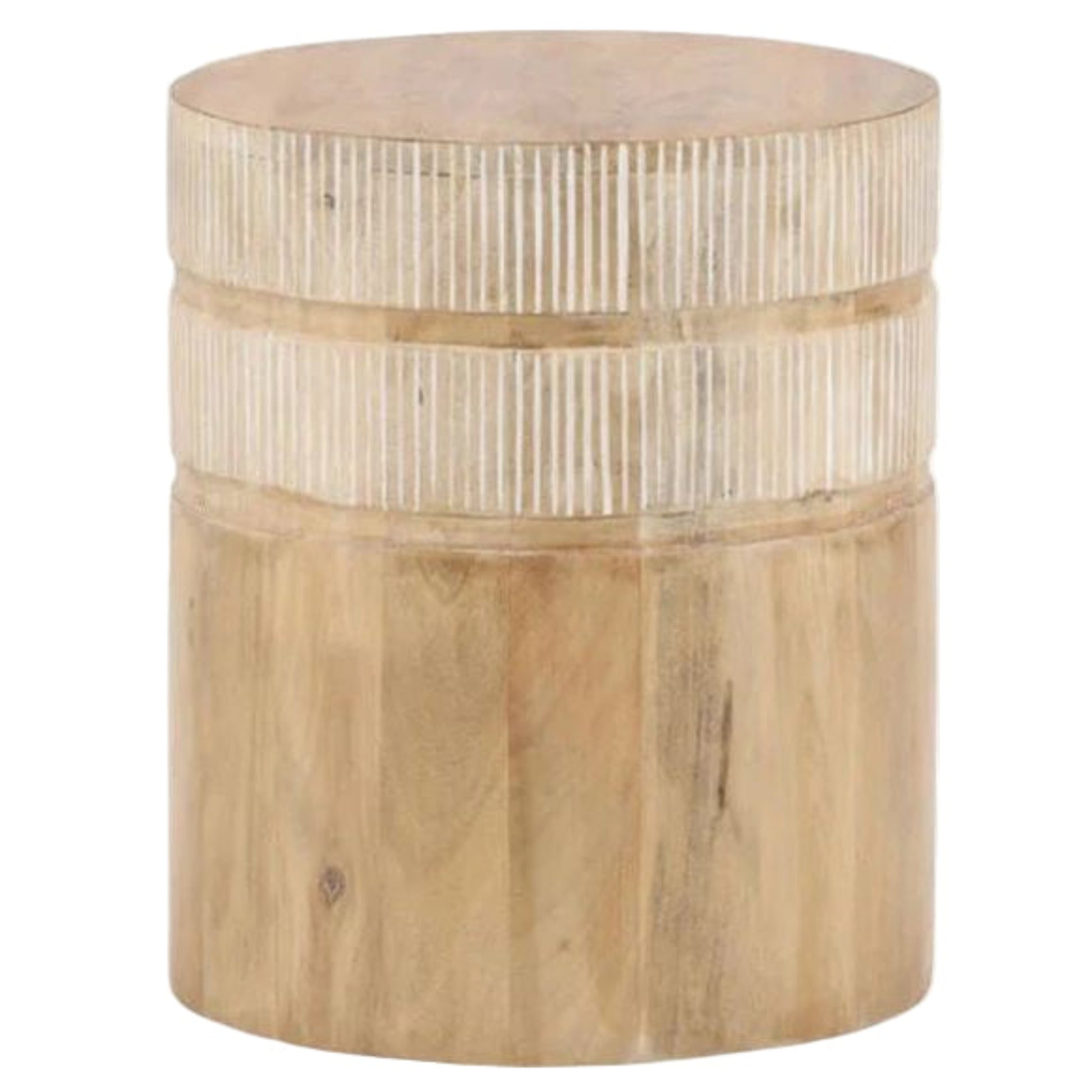 Round Mango Wood Side Table