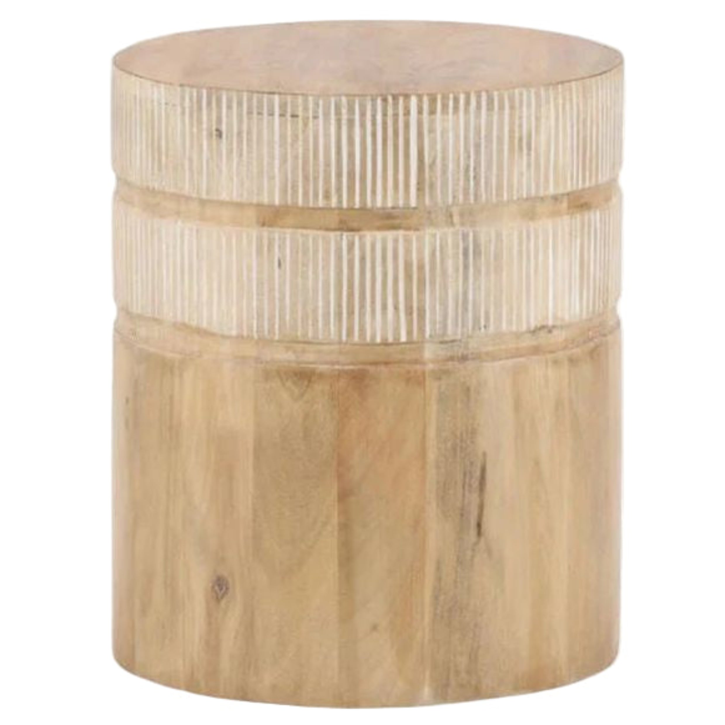 Round Mango Wood Side Table