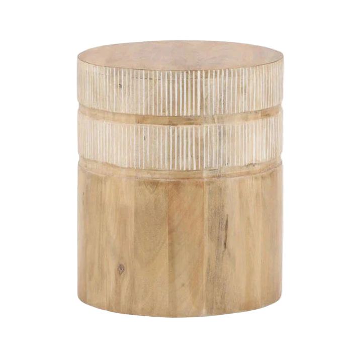Round Mango Wood Side Table