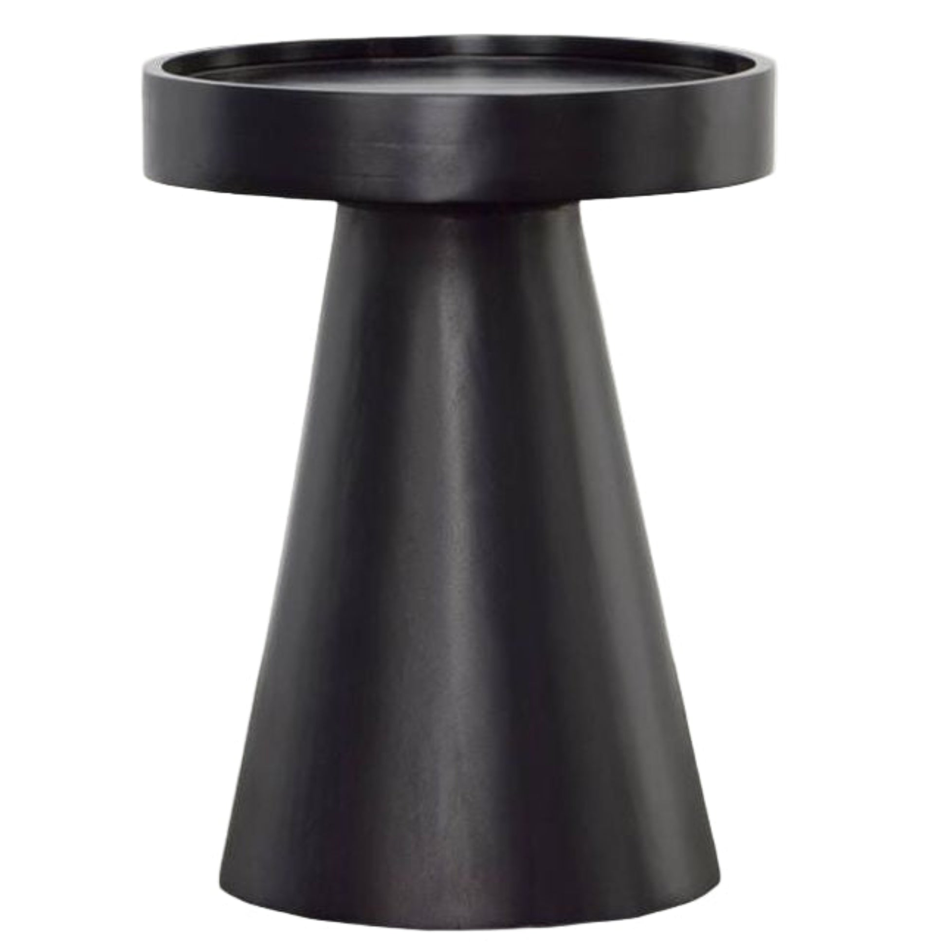 Round Black Wood Side Table