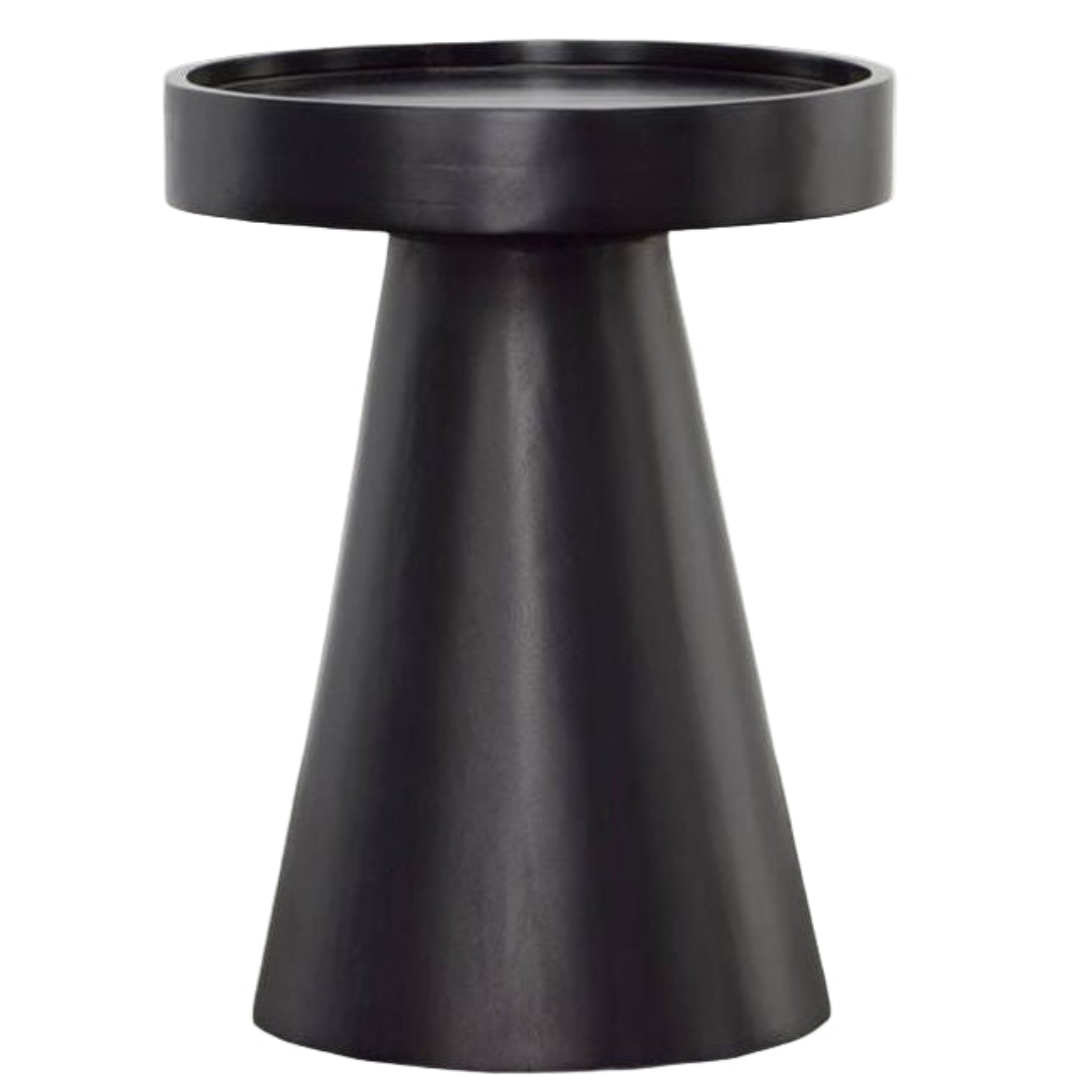 Round Black Wood Side Table