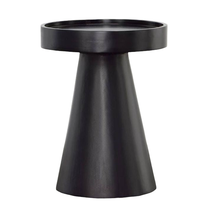 Round Black Wood Side Table