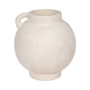 12" White Single Handle Vase
