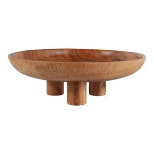6" Brown Wood Bowl with Legs