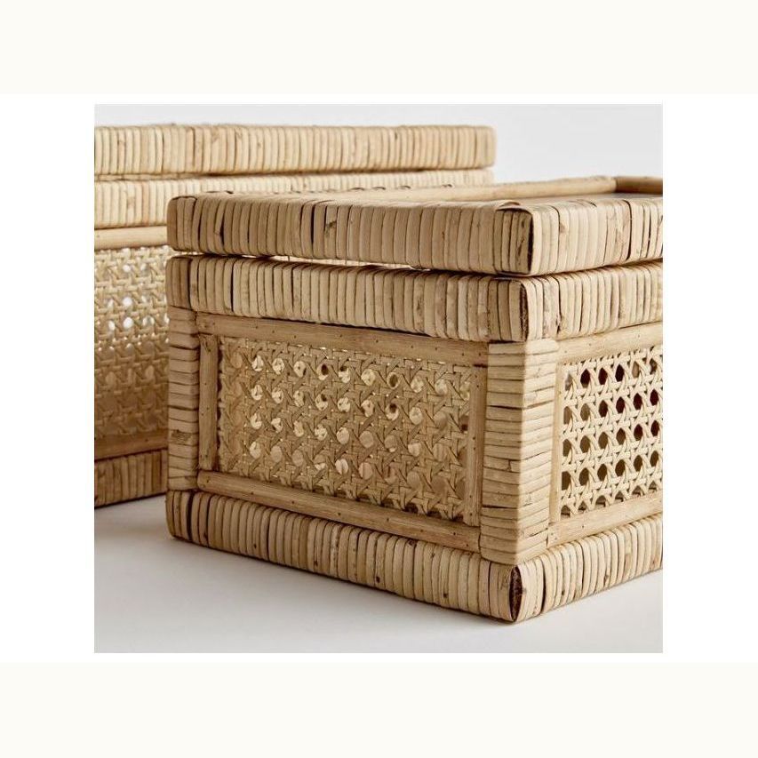 Rattan Wrapped Box Set of 2