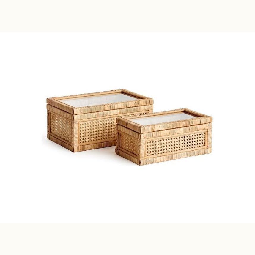 Rattan Wrapped Box Set of 2