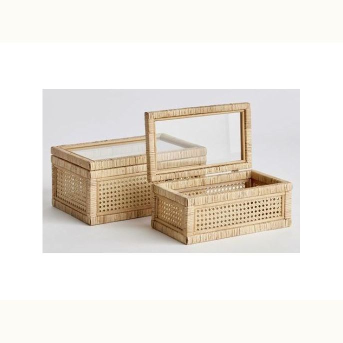 Rattan Wrapped Box Set of 2