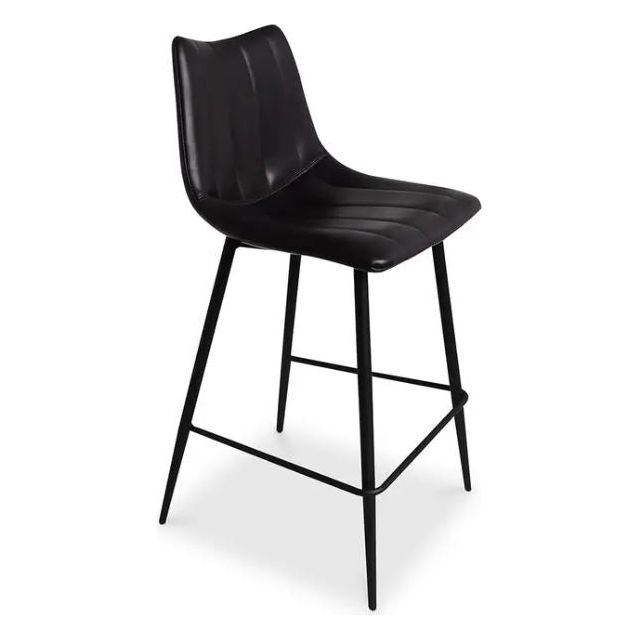 Faux Leather Black Counter Stool