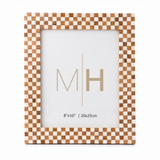 8x10 Bone/Wood Checkered Picture Frame