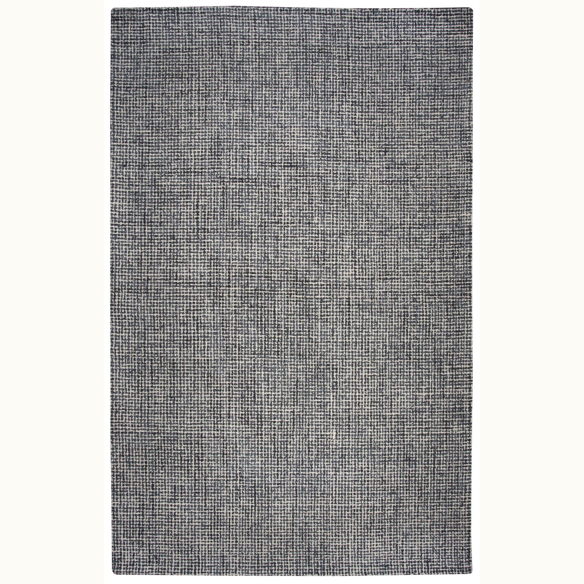 9' x 12' Black and Ivory Wool Rug