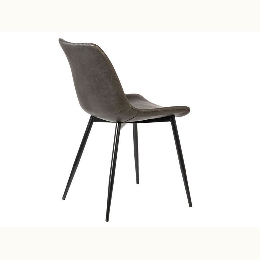 Dark Grey Dining Chair with Black Metal Legs
