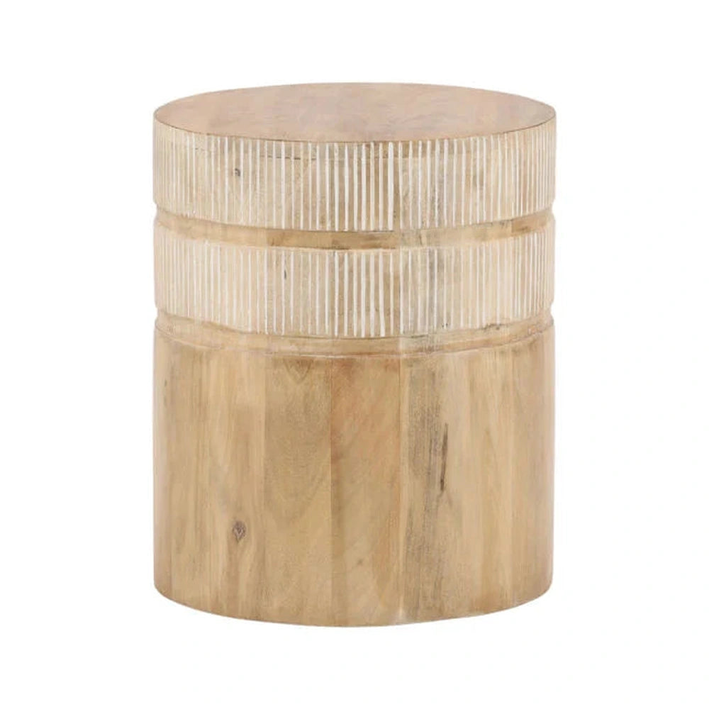 Round Mango Wood Side Table