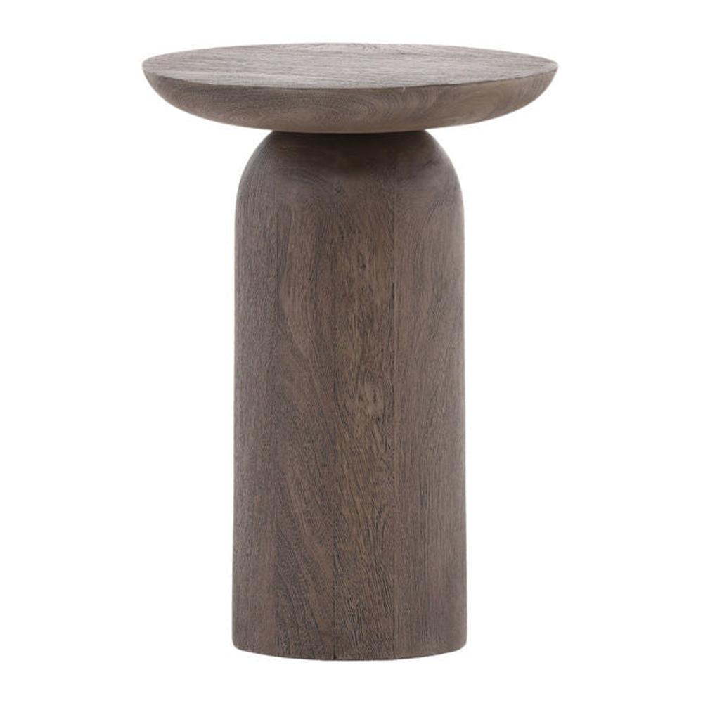 Round Grey Acacia Wood Side Table