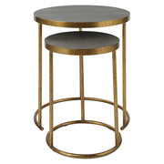 Antiqued Brass and Gray Nesting Tables