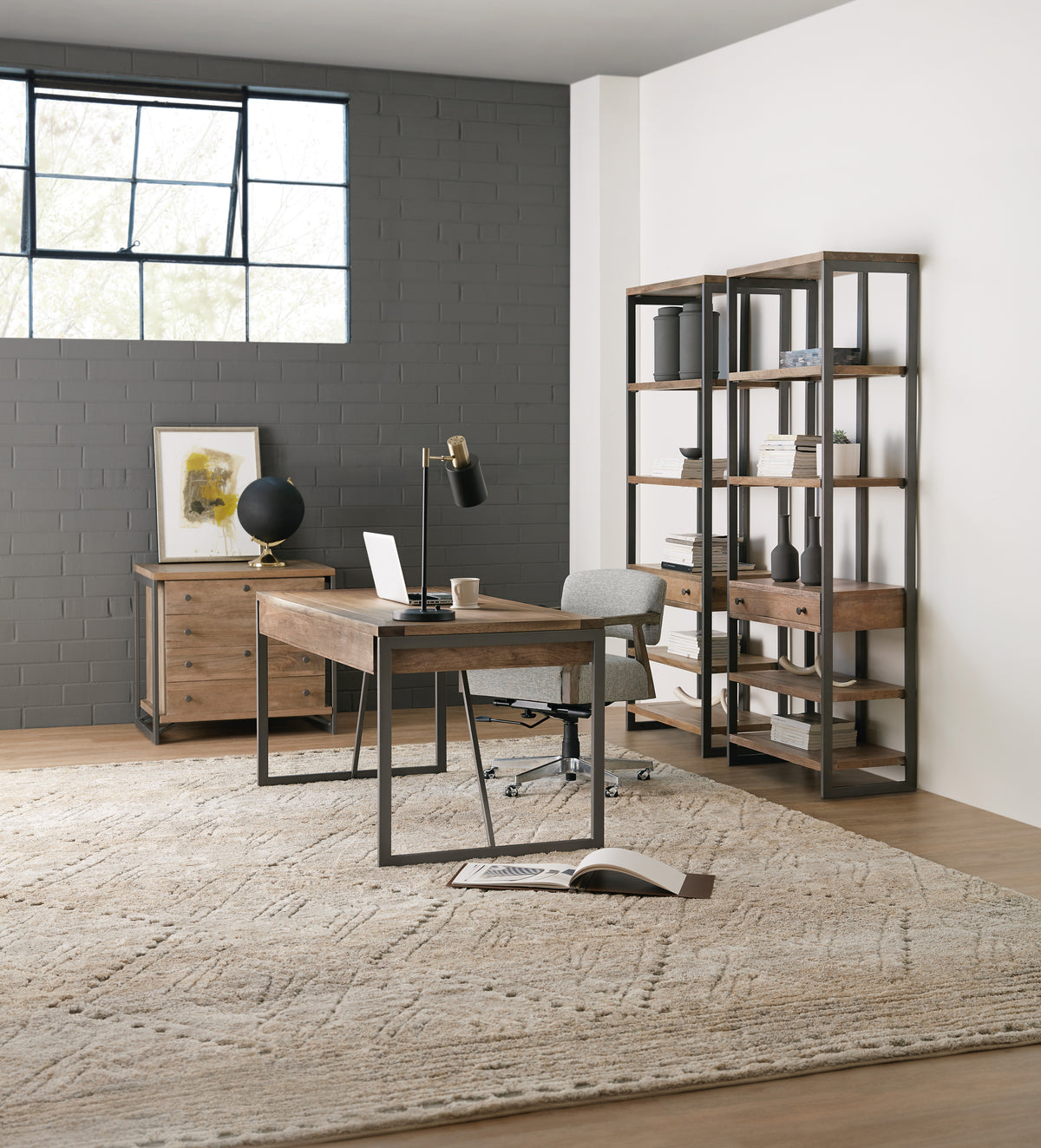 30" Mango Wood and Iron Bookcase