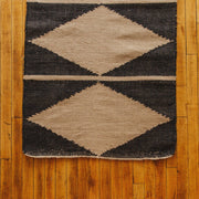 Handloomed Diamond Floor Mat - Charcoal/Natural