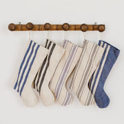 Holiday Stocking - Natural Woven Khadi Stripe