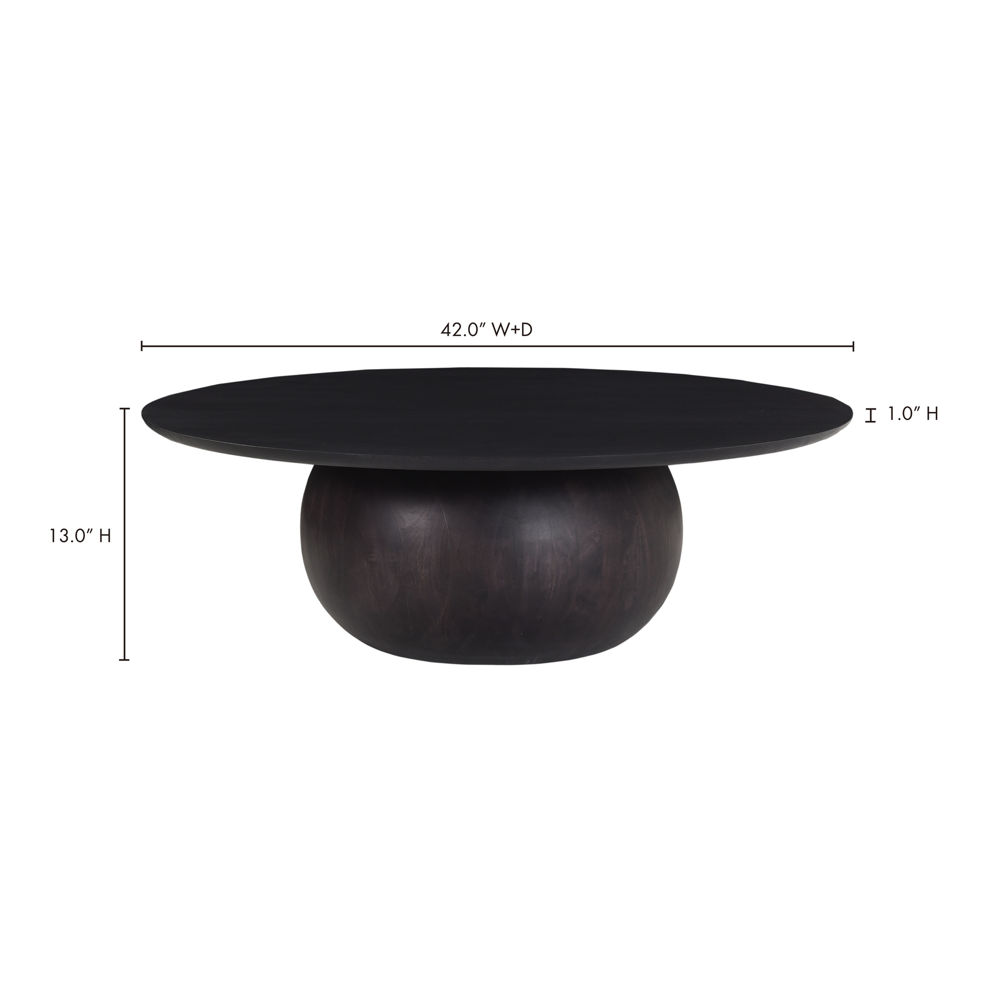 42" Round Black Wood Coffee Table