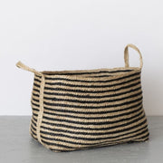 Large Jute Basket - Charcoal Stripe