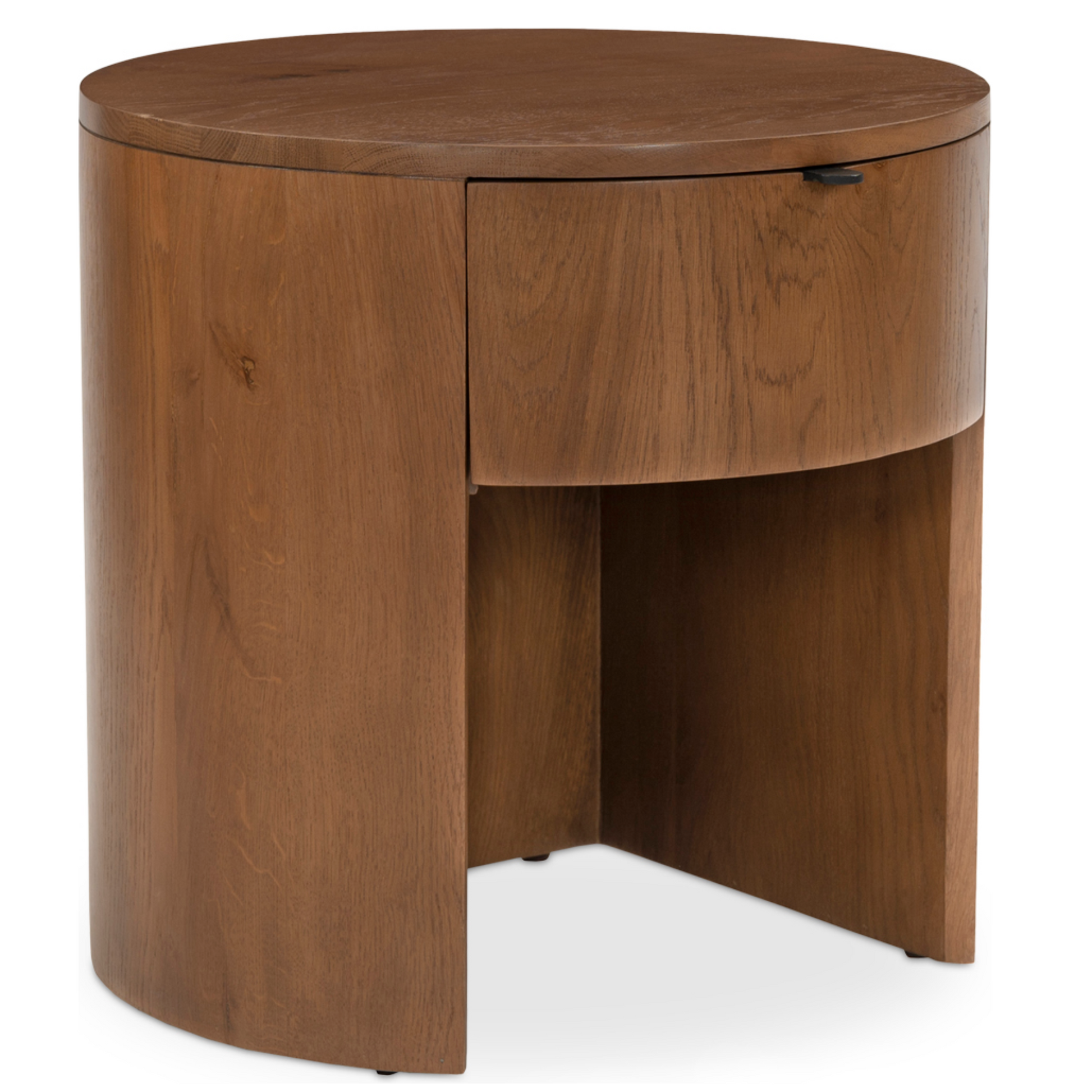 Round Oak Nightstand