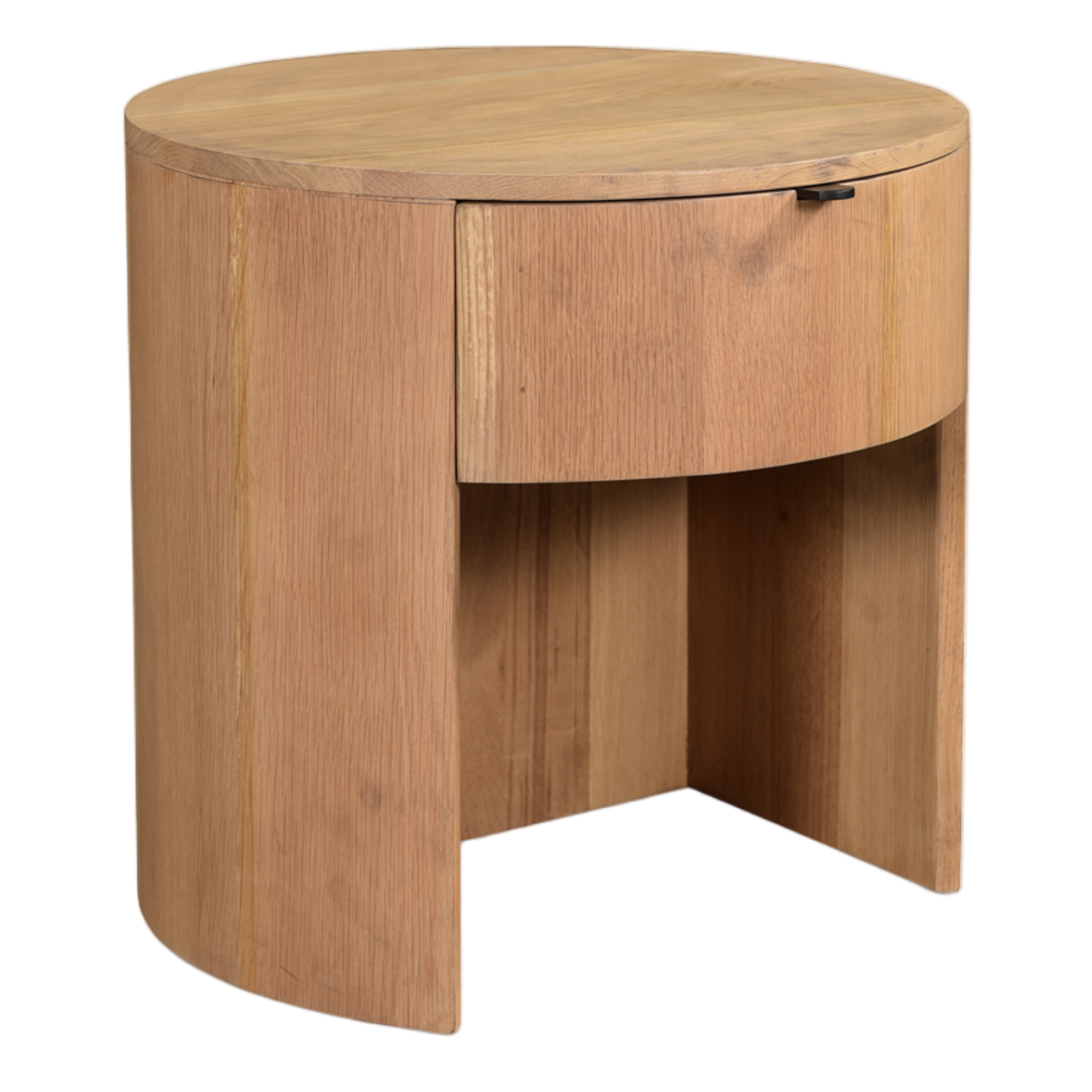 Round Oak Nightstand