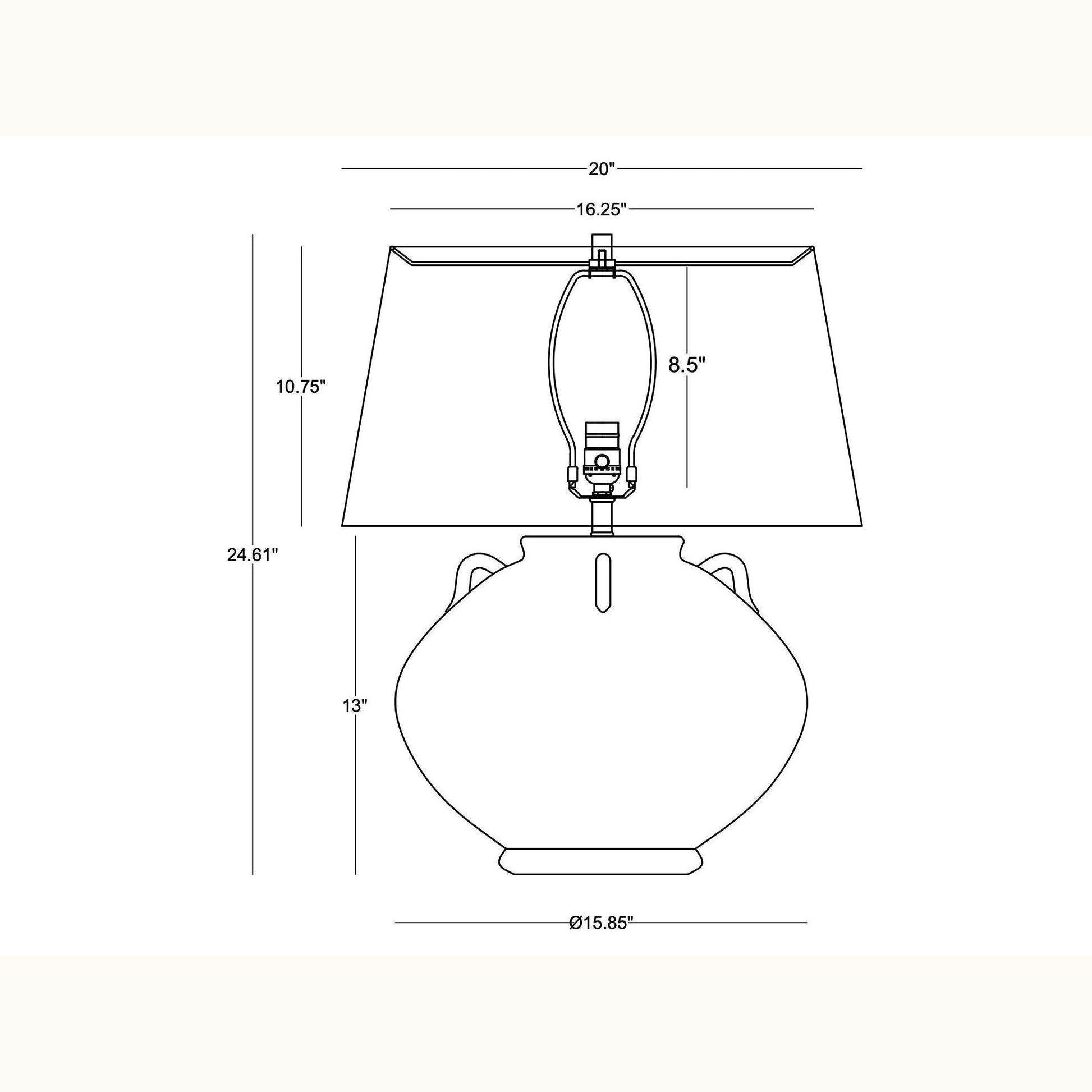 Off White Ceramic Lamp With Mini Handles