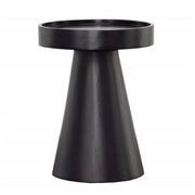 Round Black Wood Side Table