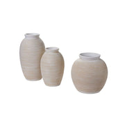 Neutral Ceramic Hatched Vase