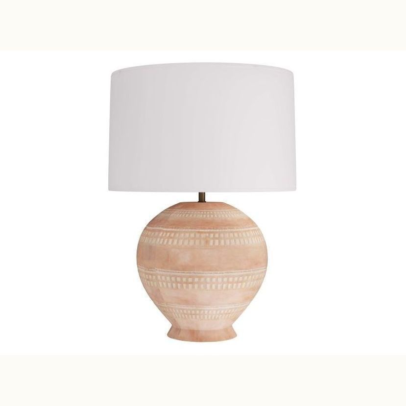 28" White Wash Terracotta Lamp