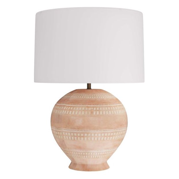 28" White Wash Terracotta Lamp