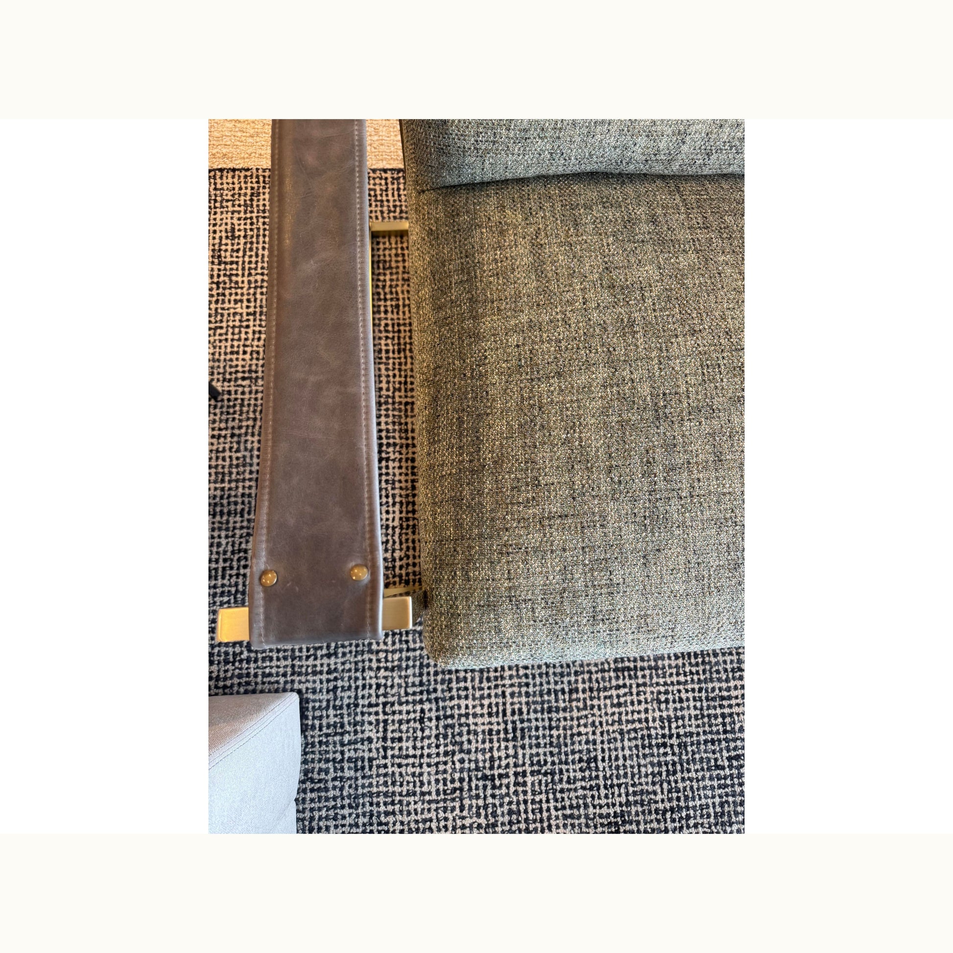 Modern Metal with Leather Arm Detail Accent Chair