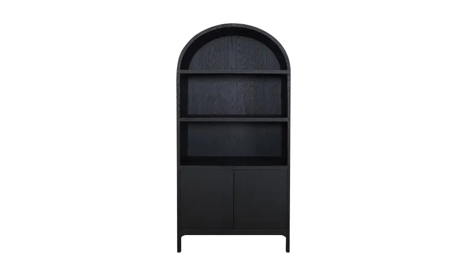 Wide Display Black Arch Cabinet