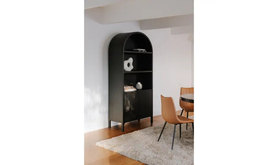 Wide Display Black Arch Cabinet