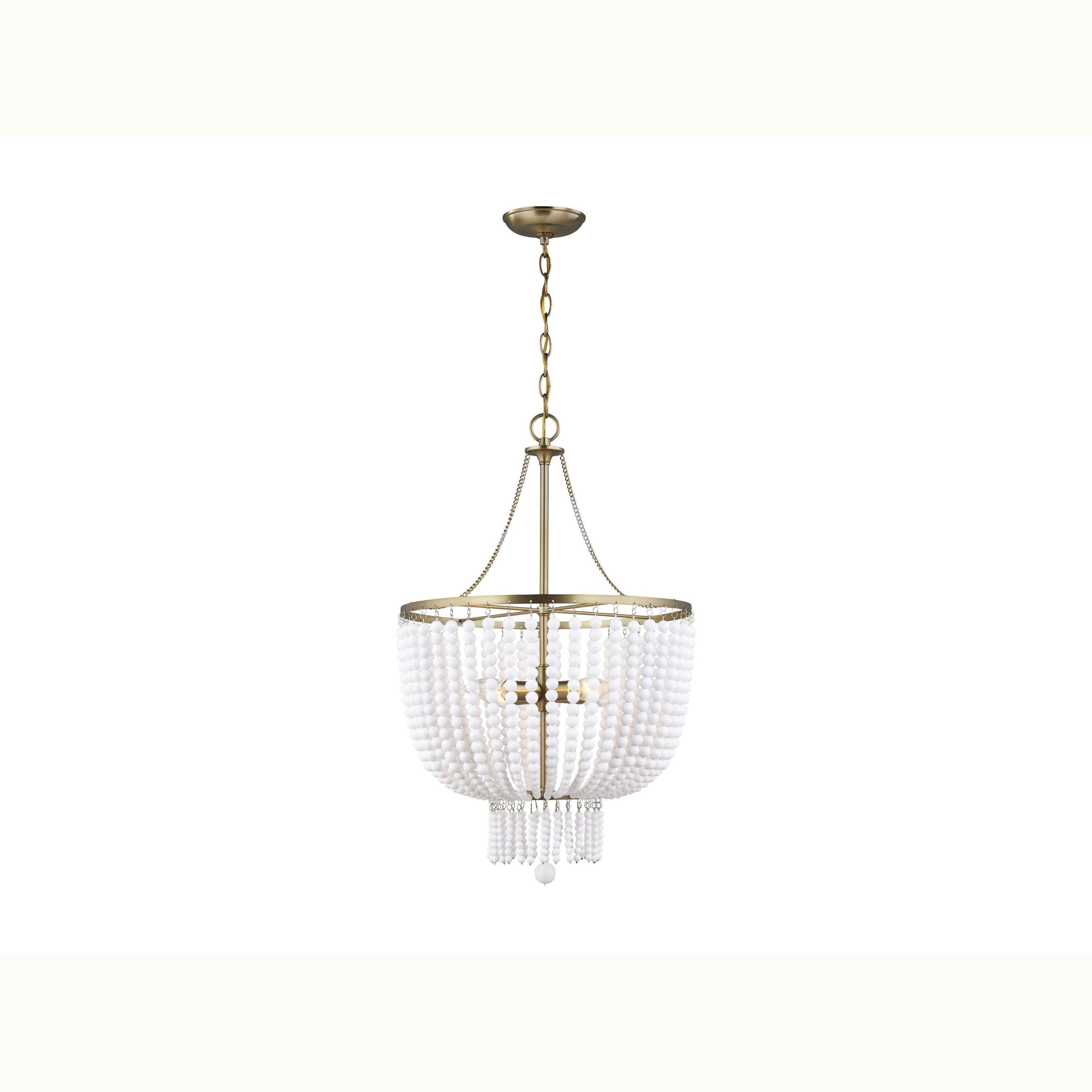 4 Light White Bead Chandelier - Mix Home Mercantile