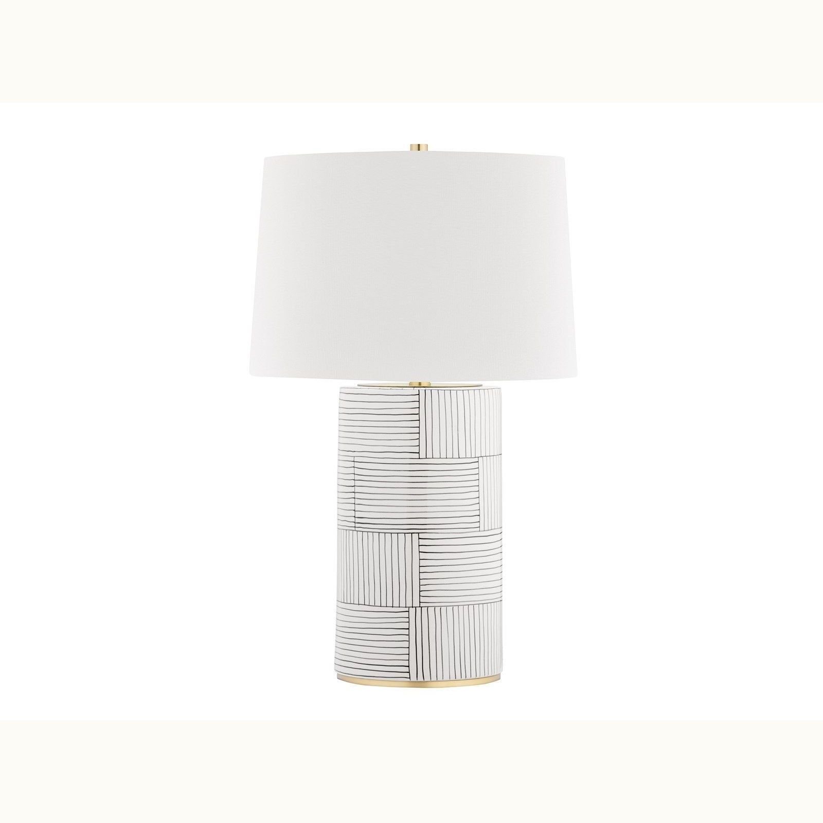 Aged Brass and Stripe PatternTable Lamp - Mix Home Mercantile