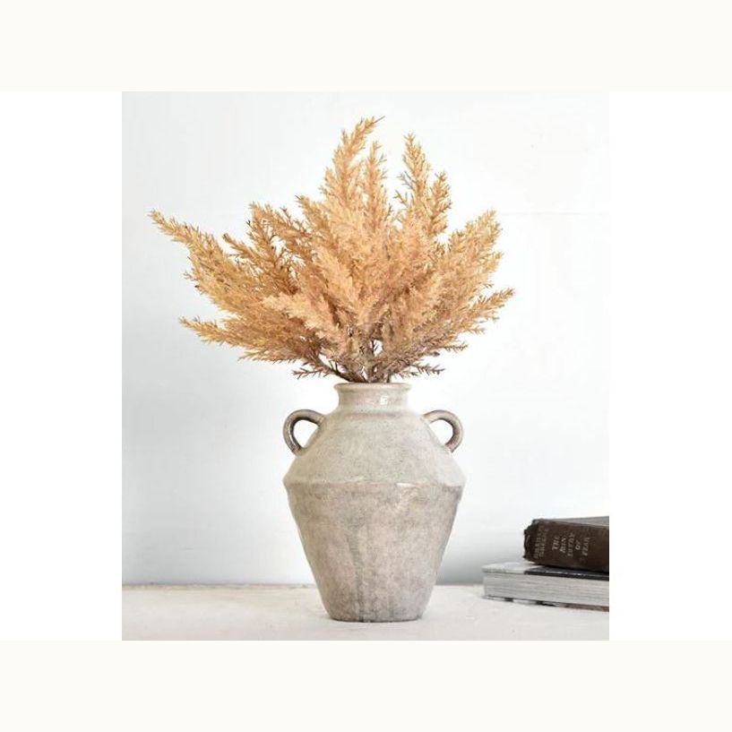 7" Cream Distressed Glazed Vase