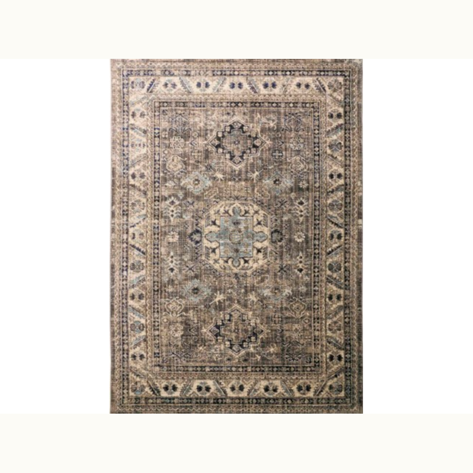 7'10" Round Gray & Blue Rug - Mix Home Mercantile