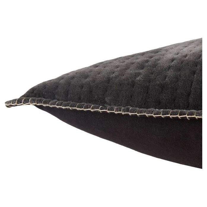 26"x 26" Charcoal Quilted Velvet Pillow