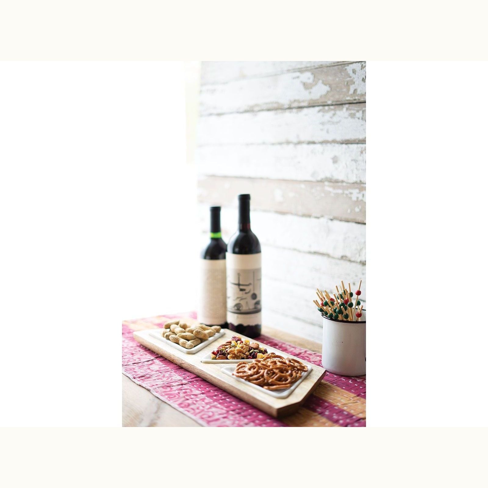 White Stone and Wood Serving Platters - Mix Home Mercantile