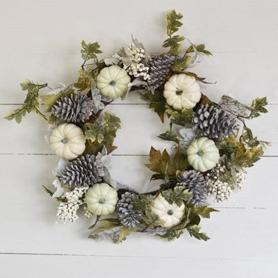 24" Pumpkin and Pine Cone Wreath - Mix Home Mercantile