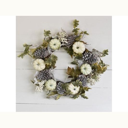 24" Pumpkin and Pine Cone Wreath - Mix Home Mercantile